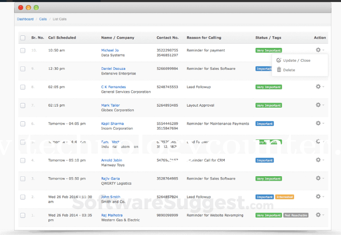Dquip's CRM Screenshots